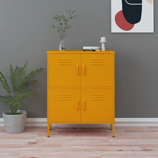vidaXL Storage Cabinet | Mustard Yellow | Steel | Medium | Storage Cabinet