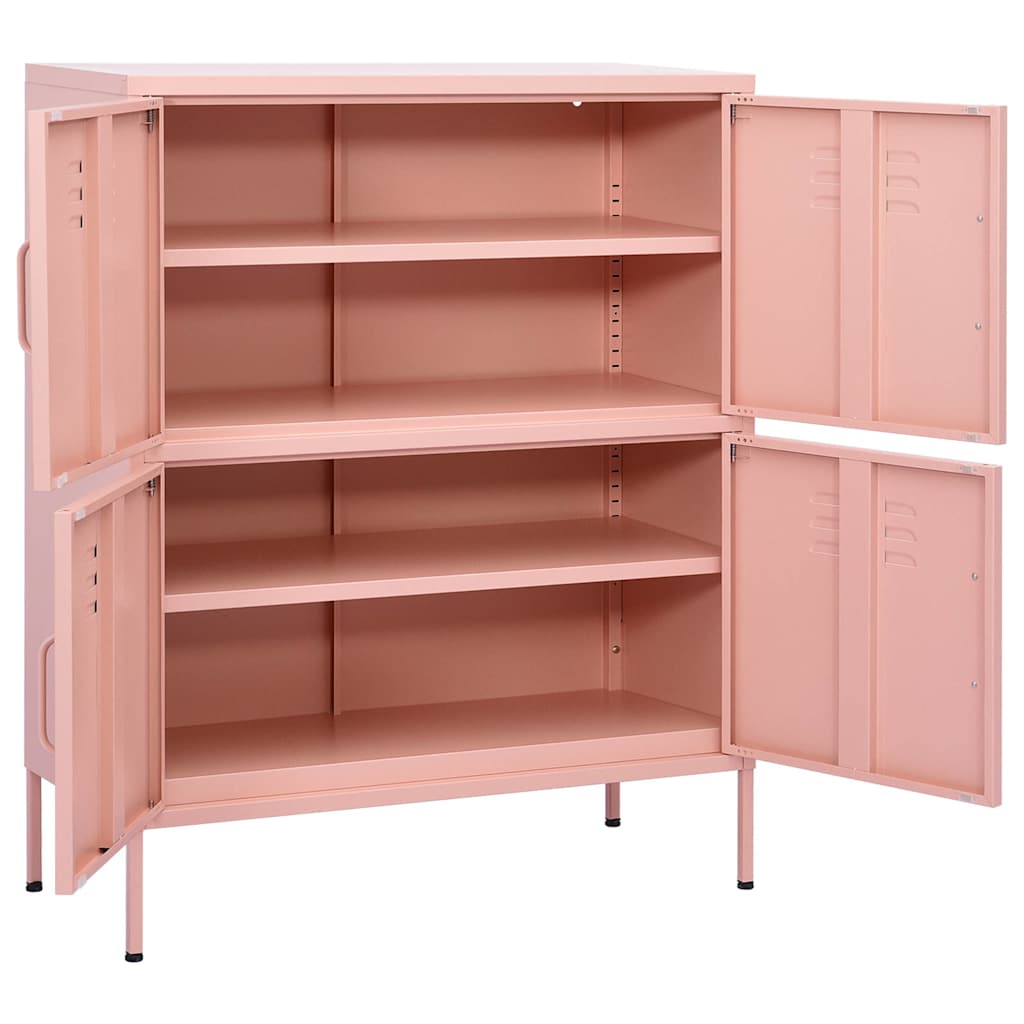 336139 vidaXL Storage Cabinet Pink 80x35x101,5 cm Steel