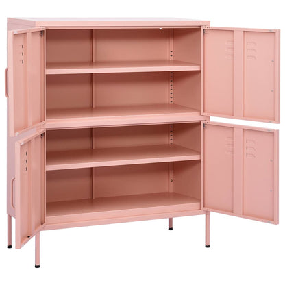 336139 vidaXL Storage Cabinet Pink 80x35x101,5 cm Steel