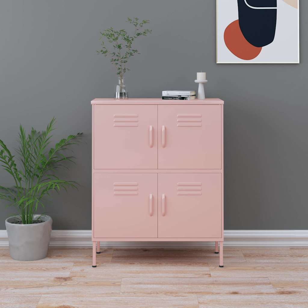 336139 vidaXL Storage Cabinet Pink 80x35x101,5 cm Steel