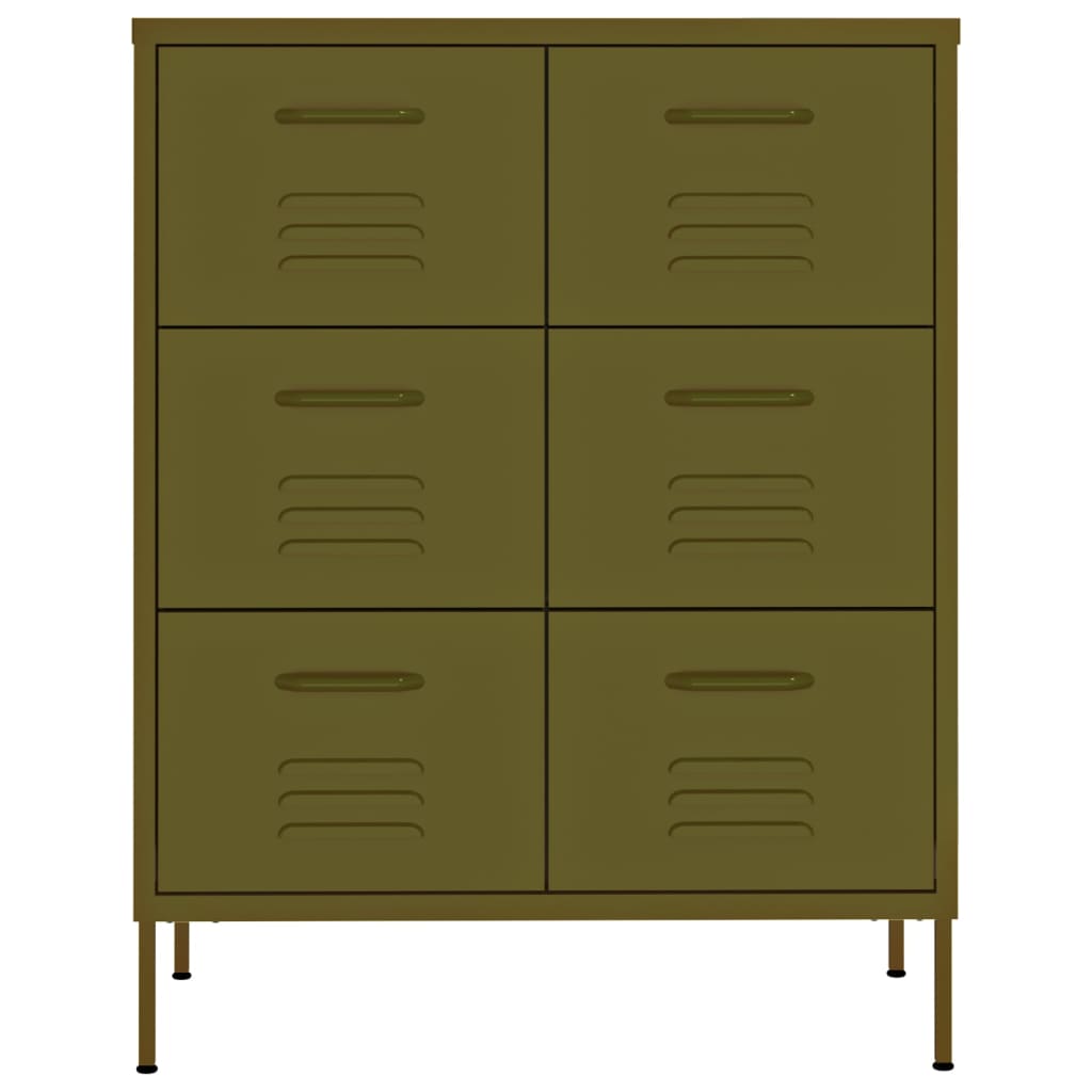 vidaXL Drawer Cabinet Olive Green 80x35x101.5 cm Steel