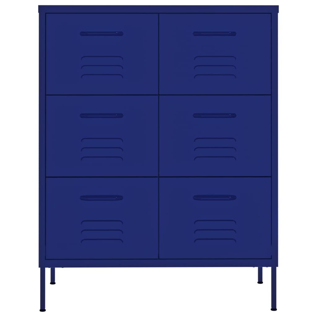 vidaXL Drawer Cabinet Navy Blue 80x35x101.5 cm Steel