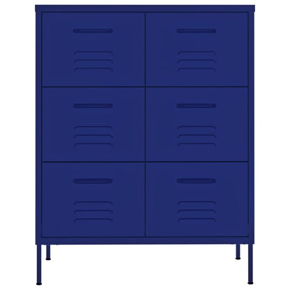 vidaXL Drawer Cabinet Navy Blue 80x35x101.5 cm Steel