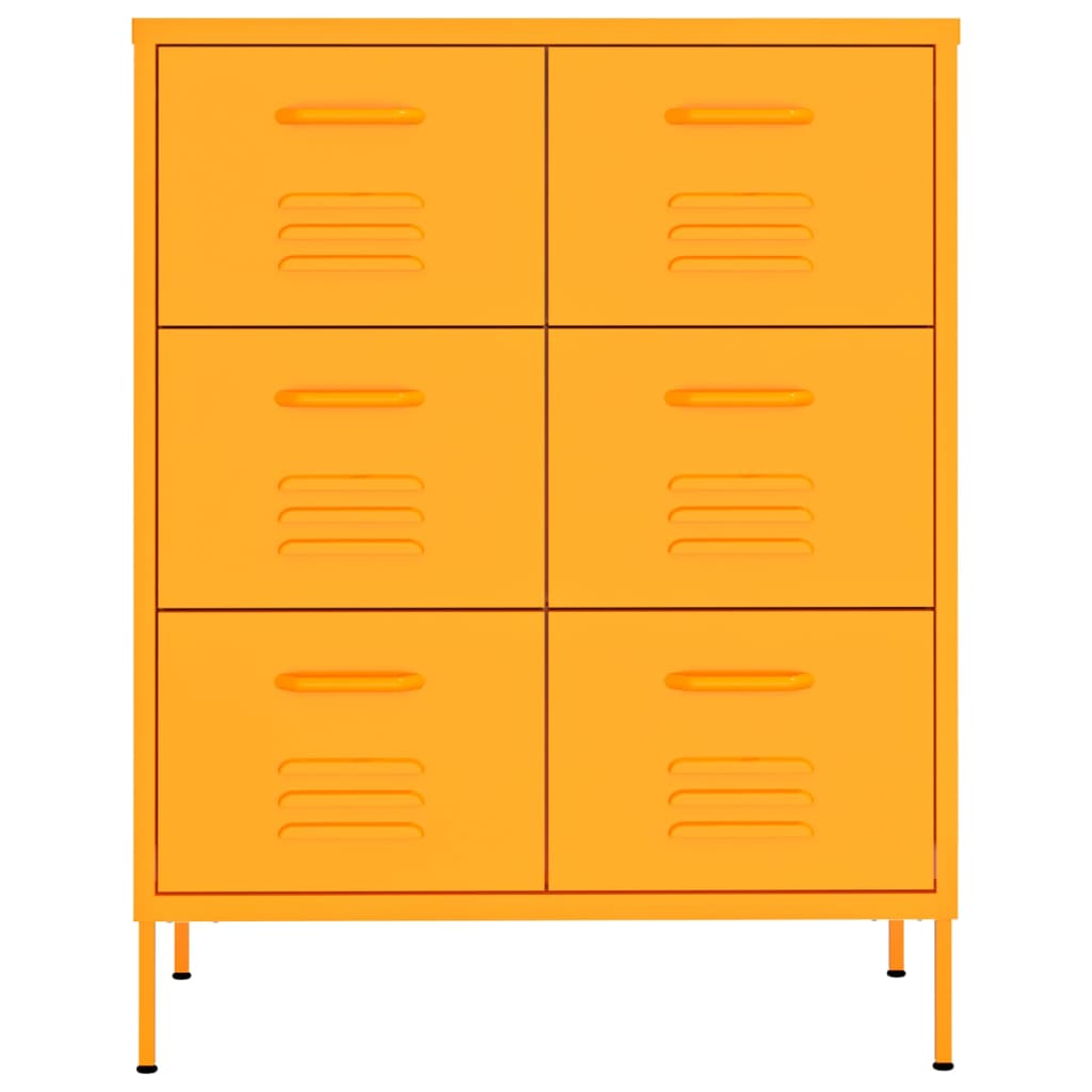 vidaXL Drawer Cabinet Mustard Yellow 80x35x101.5 cm Steel