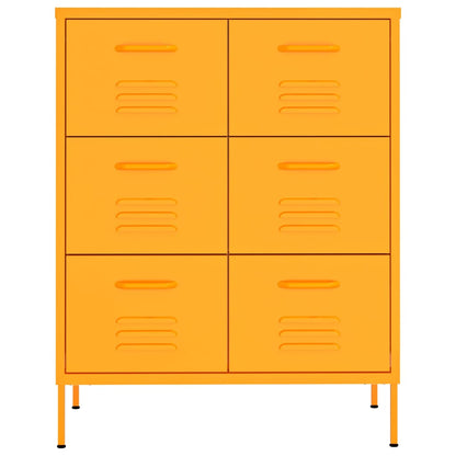 vidaXL Drawer Cabinet Mustard Yellow 80x35x101.5 cm Steel