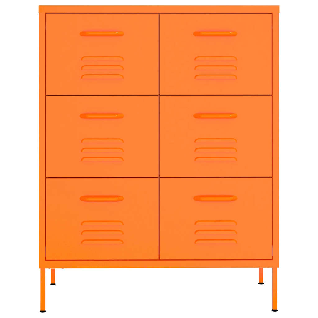 vidaXL Drawer Cabinet Orange 80x35x101.5 cm Steel