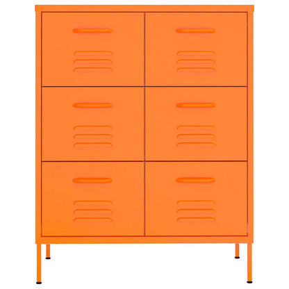 vidaXL Drawer Cabinet Orange 80x35x101.5 cm Steel