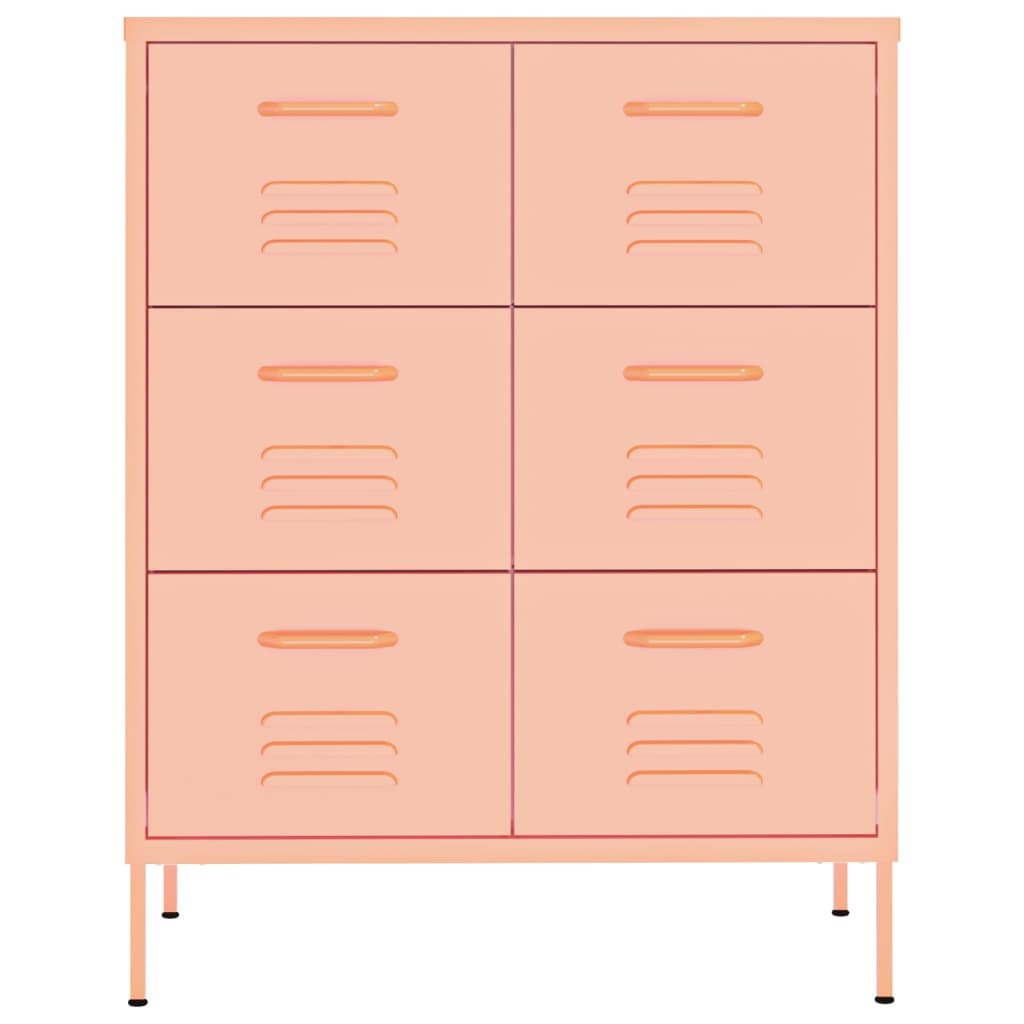 vidaXL Drawer Cabinet | Pink | Steel | Large | Drawer Cabinet | Rectangular