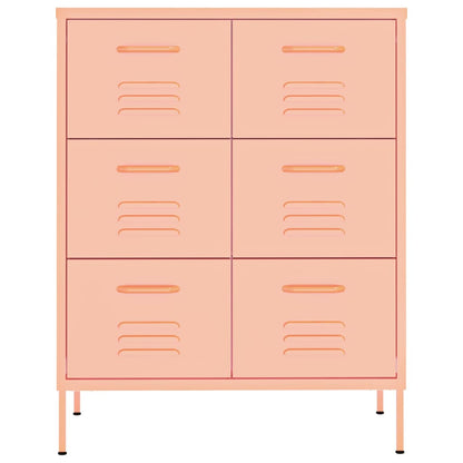 vidaXL Drawer Cabinet | Pink | Steel | Large | Drawer Cabinet | Rectangular