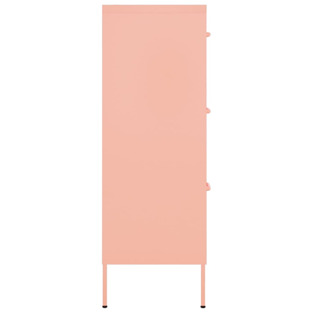 vidaXL Drawer Cabinet | Pink | Steel | Large | Drawer Cabinet | Rectangular