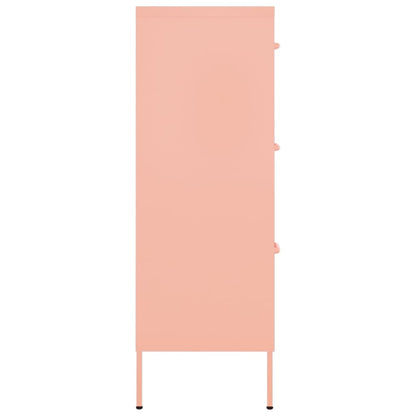 vidaXL Drawer Cabinet | Pink | Steel | Large | Drawer Cabinet | Rectangular
