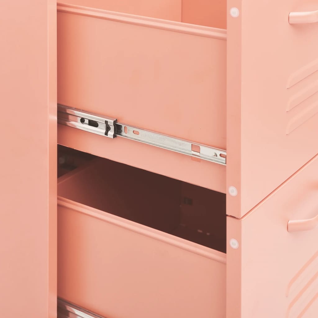 vidaXL Drawer Cabinet | Pink | Steel | Large | Drawer Cabinet | Rectangular