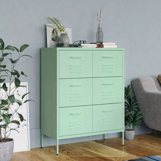 vidaXL Drawer Cabinet | Mint | Steel | Medium | Levelers | Drawer Cabinet