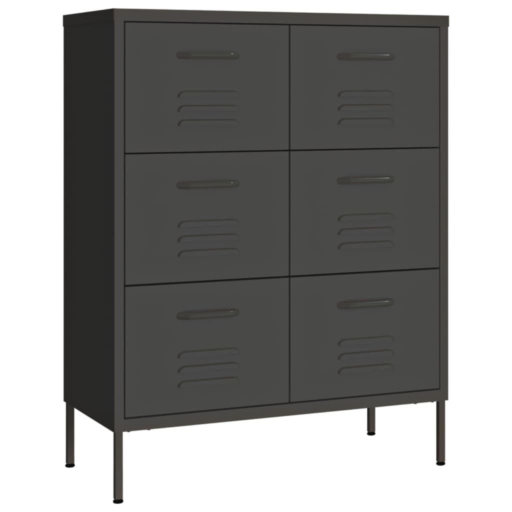 vidaXL Drawer Cabinet | Anthracite | Steel | Medium | Drawer Cabinet
