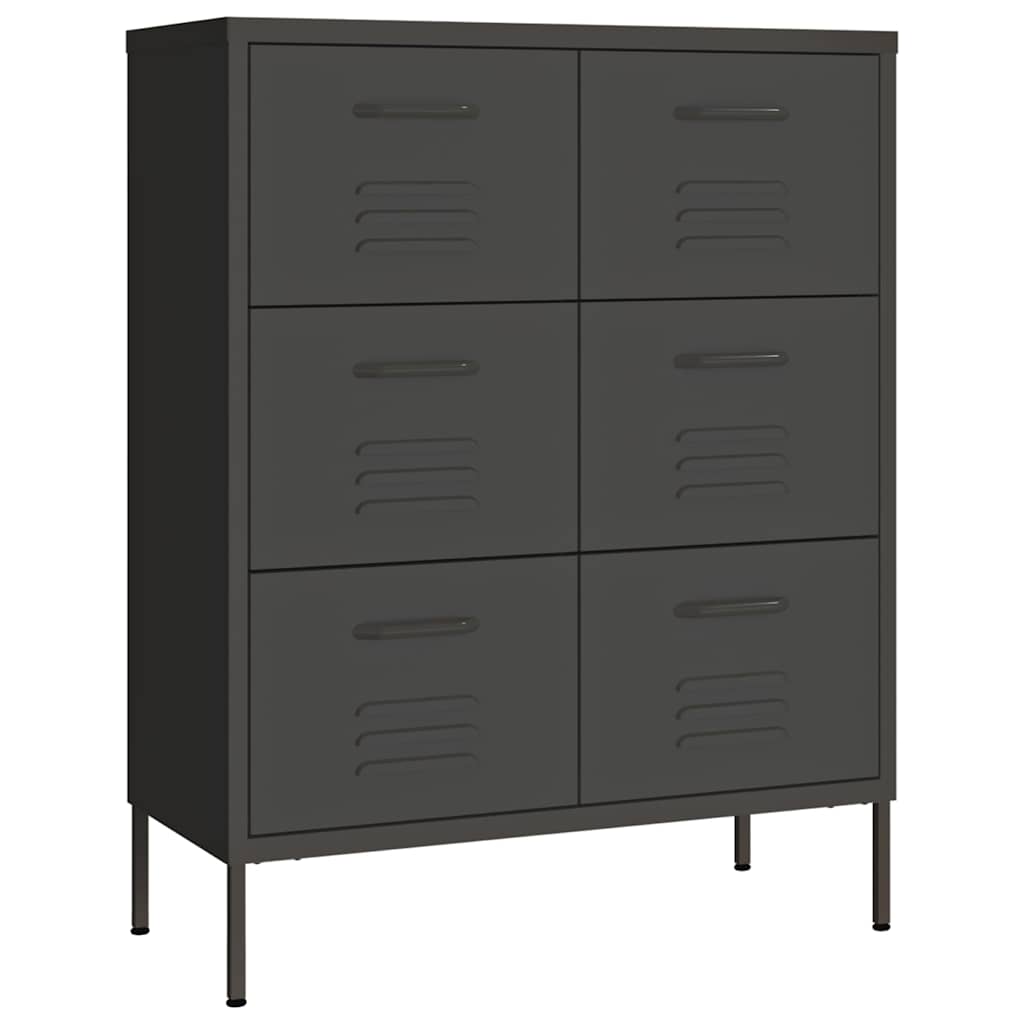 336150 vidaXL Drawer Cabinet Anthracite 80x35x101,5 cm Steel