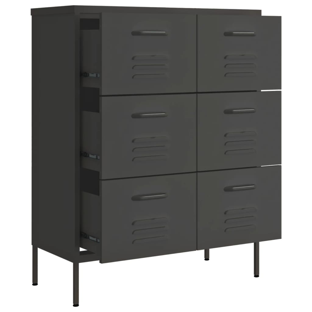 vidaXL Drawer Cabinet | Anthracite | Steel | Medium | Drawer Cabinet