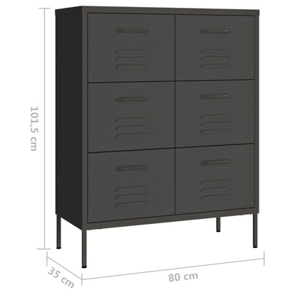 vidaXL Drawer Cabinet | Anthracite | Steel | Medium | Drawer Cabinet