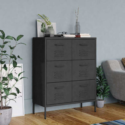 336150 vidaXL Drawer Cabinet Anthracite 80x35x101,5 cm Steel