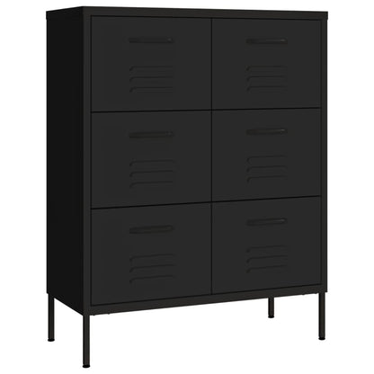 vidaXL Drawer Cabinet Black 80x35x101.5 cm Steel