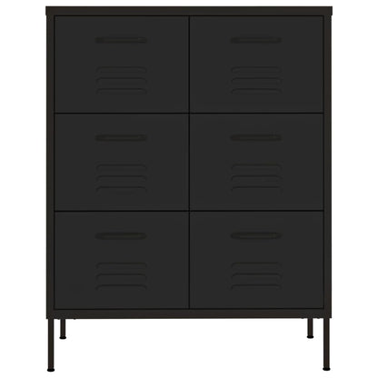 vidaXL Drawer Cabinet Black 80x35x101.5 cm Steel