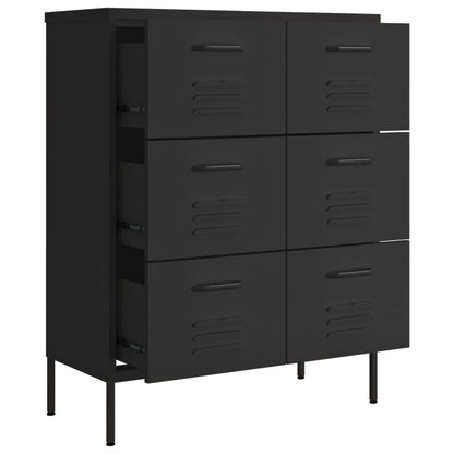 vidaXL Drawer Cabinet Black 80x35x101.5 cm Steel