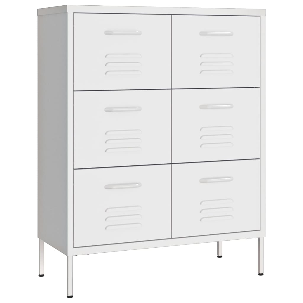 vidaXL Drawer Cabinet | White | Steel | Medium | Fully Extendable