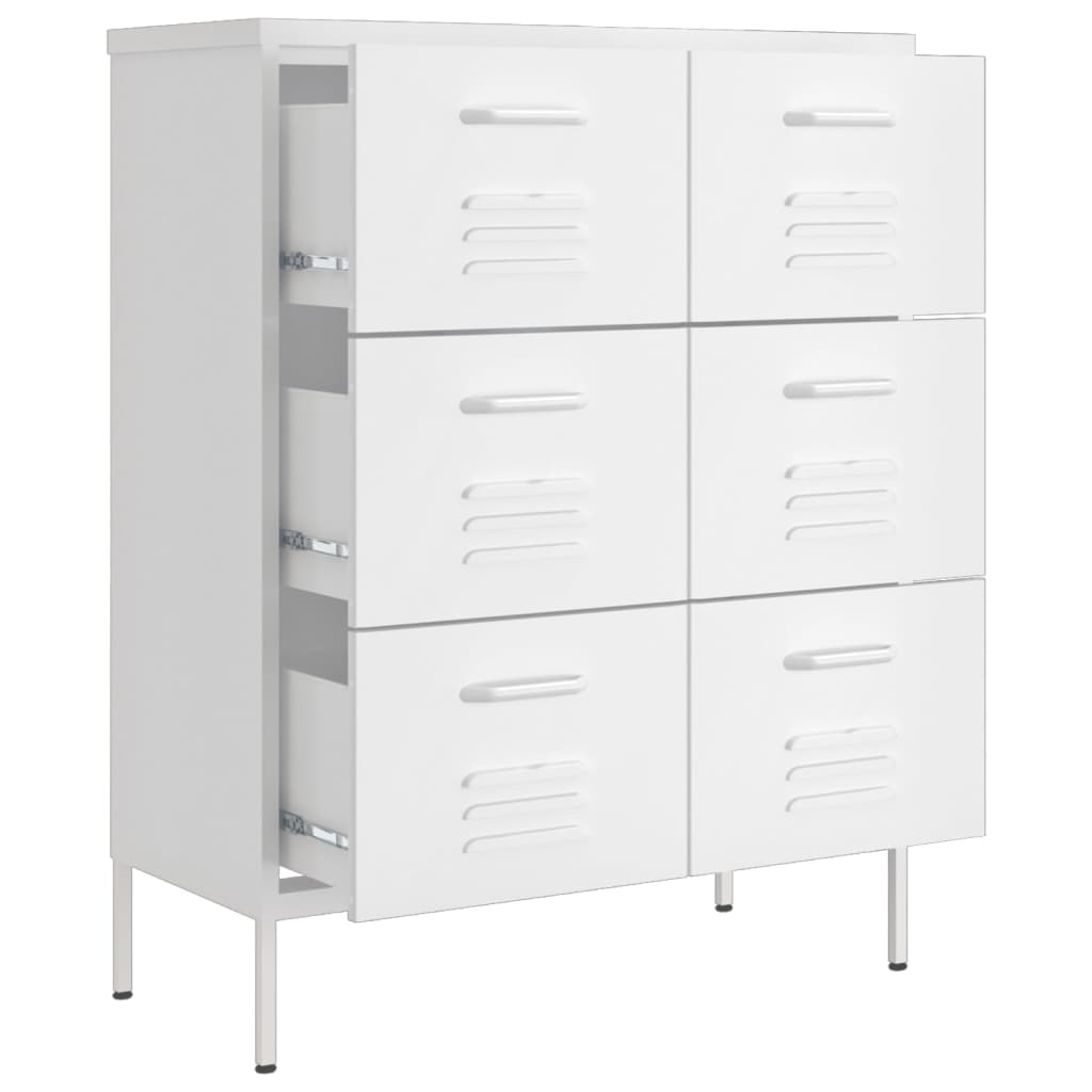 vidaXL Drawer Cabinet | White | Steel | Medium | Fully Extendable