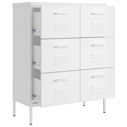 vidaXL Drawer Cabinet | White | Steel | Medium | Fully Extendable