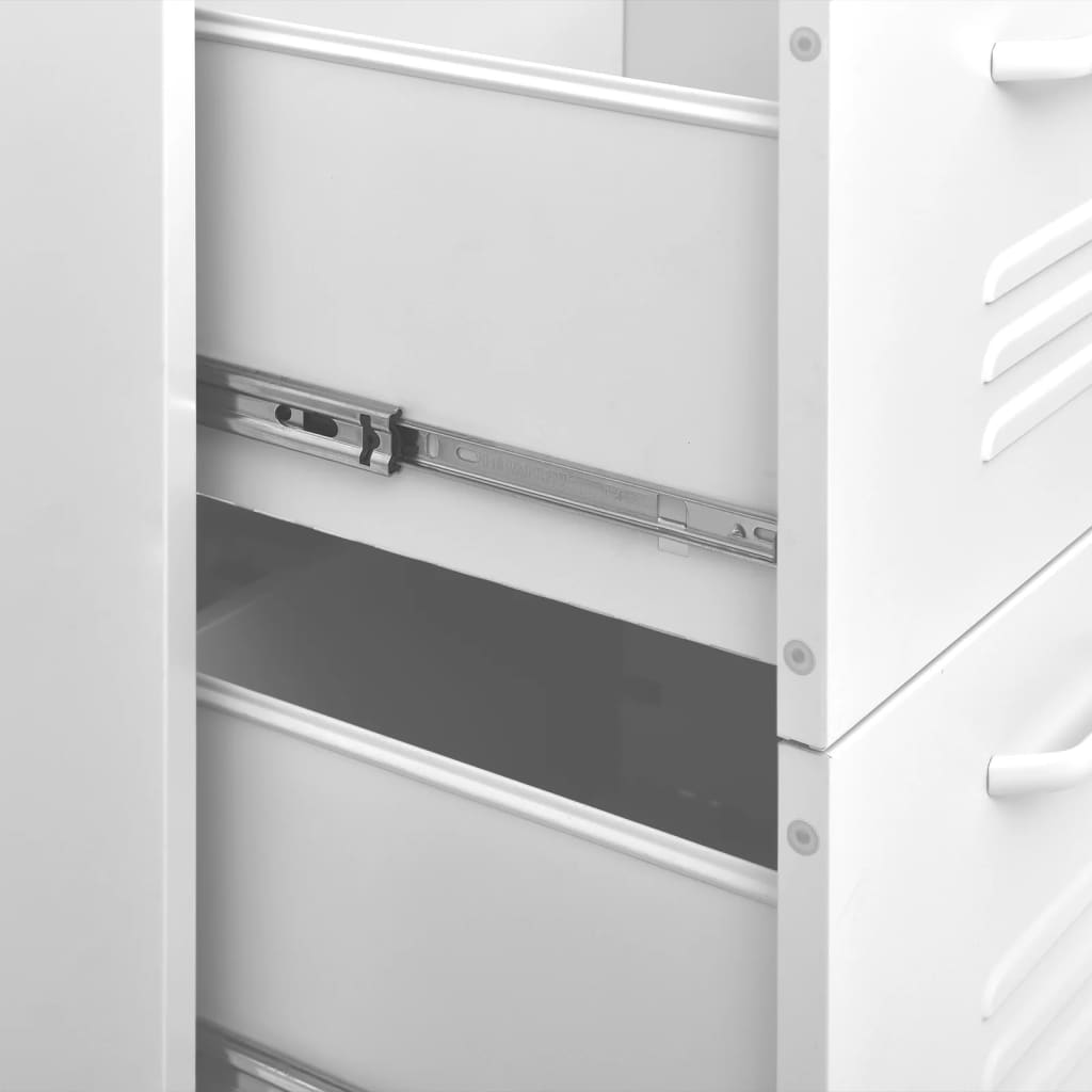 vidaXL Drawer Cabinet | White | Steel | Medium | Fully Extendable
