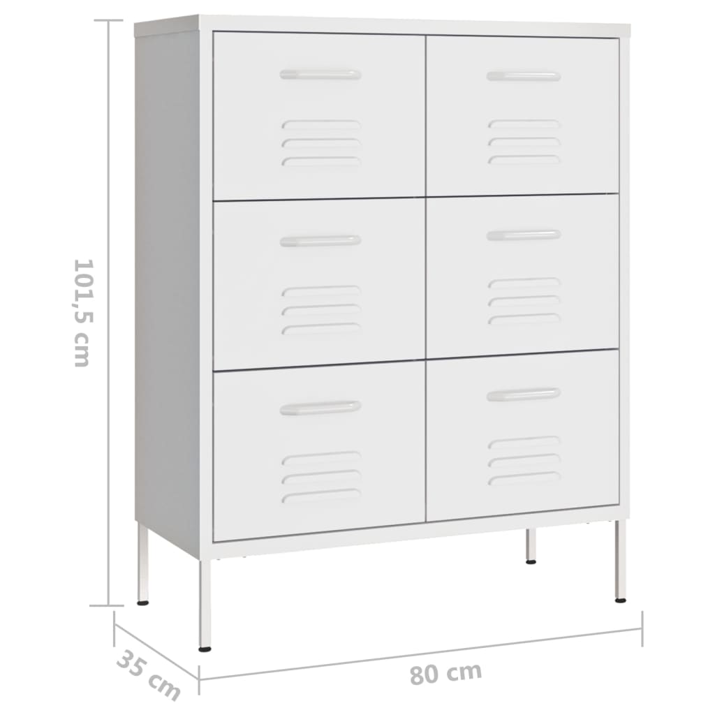 vidaXL Drawer Cabinet | White | Steel | Medium | Fully Extendable