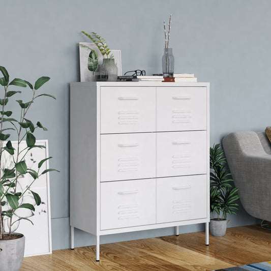vidaXL Drawer Cabinet | White | Steel | Medium | Fully Extendable