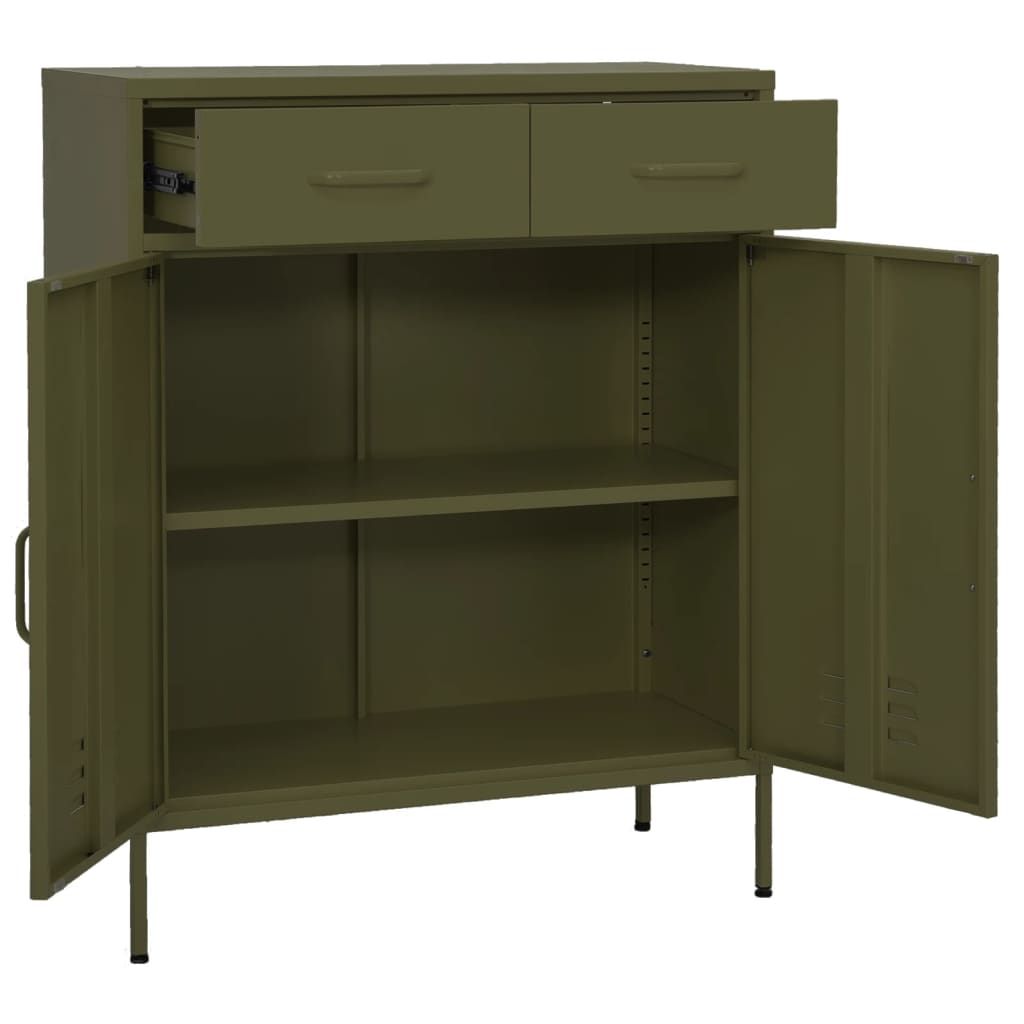 vidaXL Storage Cabinet | Olive Green | Steel | 80x35x101.5 cm