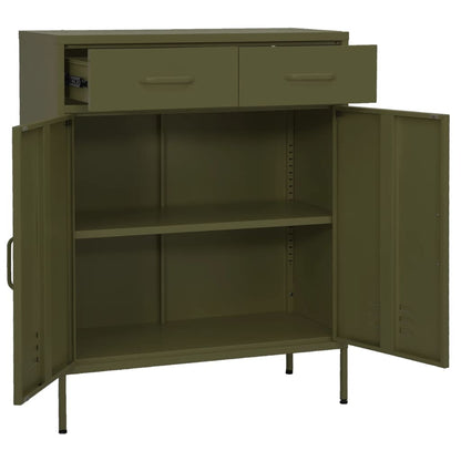 vidaXL Storage Cabinet | Olive Green | Steel | 80x35x101.5 cm