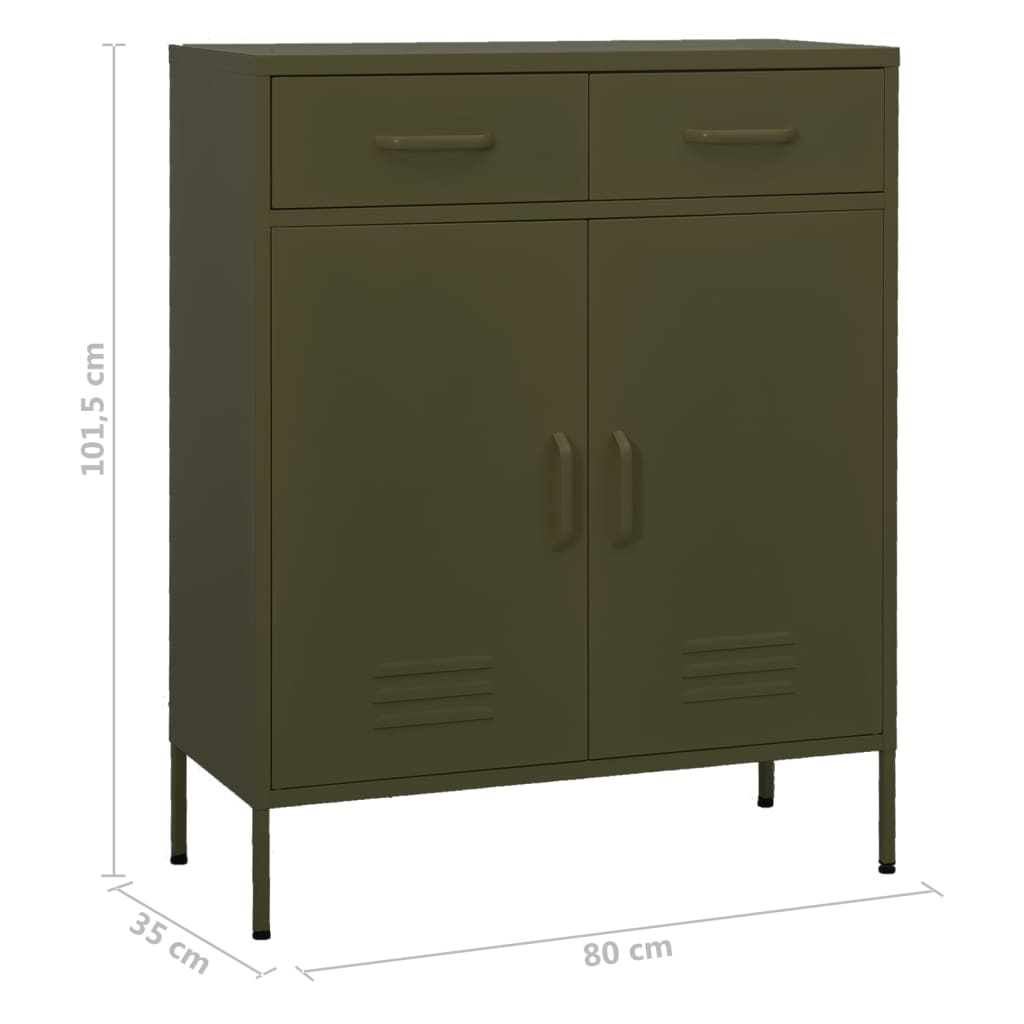vidaXL Storage Cabinet | Olive Green | Steel | 80x35x101.5 cm