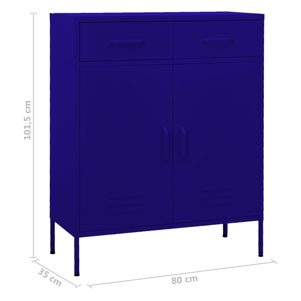 vidaXL Storage Cabinet Navy Blue 80x35x101.5 cm Steel