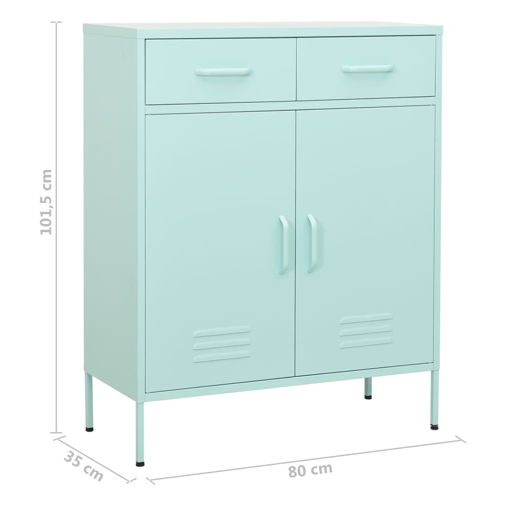vidaXL Storage Cabinet | Mint | Steel | Mid-size | Levelers | Storage Cabinet