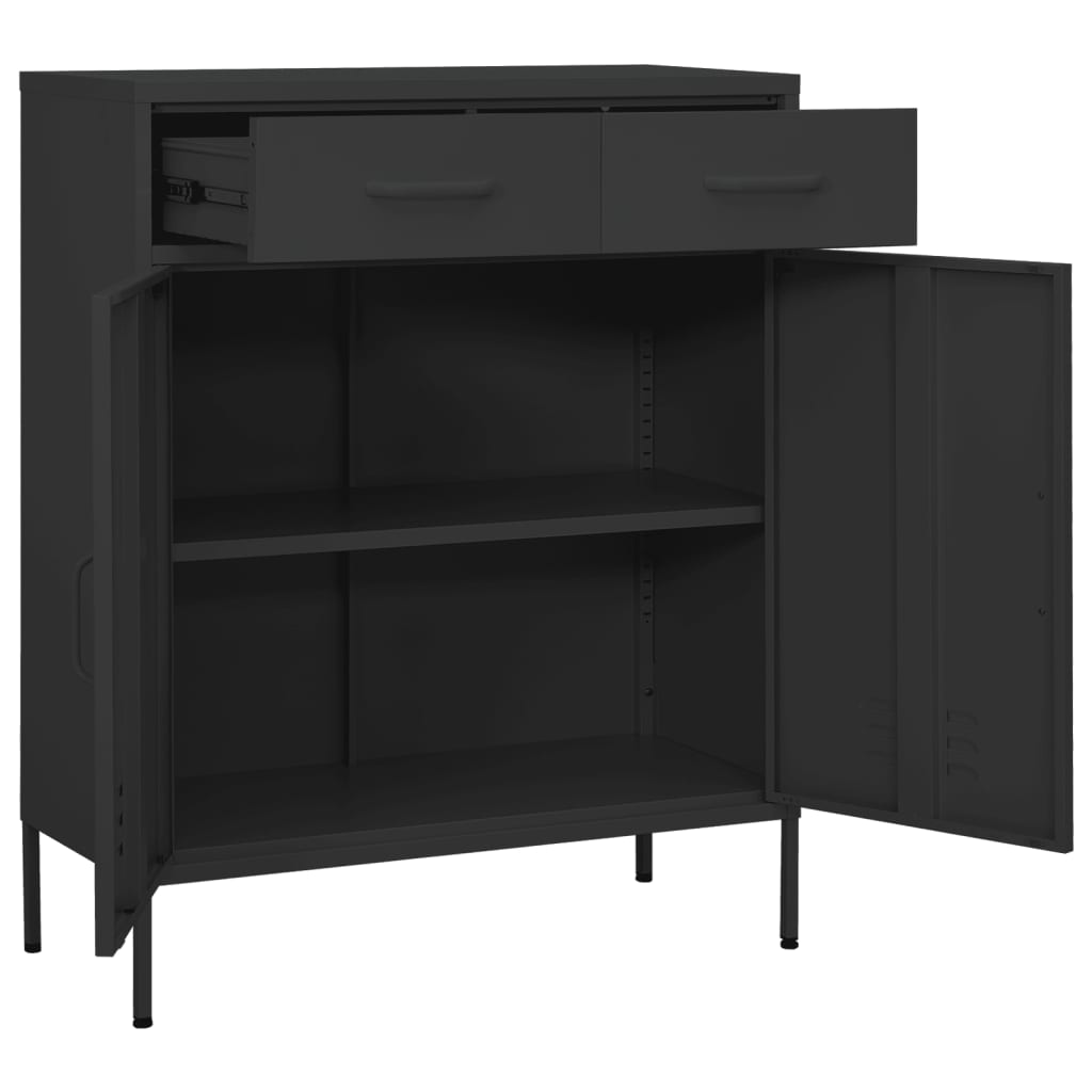 vidaXL Storage Cabinet | Anthracite | Steel | 80 x 35 x 101.5 cm | Levelers