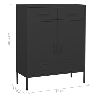 vidaXL Storage Cabinet | Anthracite | Steel | 80 x 35 x 101.5 cm | Levelers