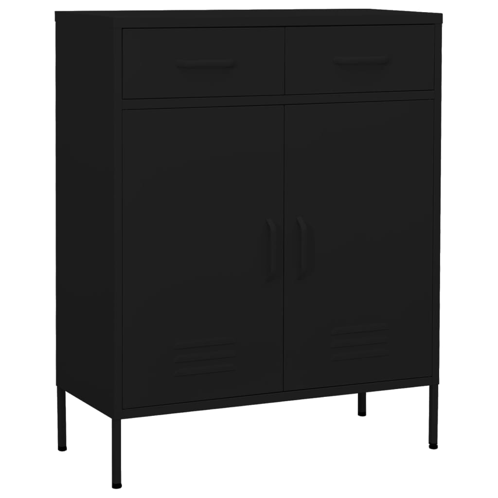vidaXL Storage Cabinet | Black | Steel | Medium | Height-Adjustable Shelves