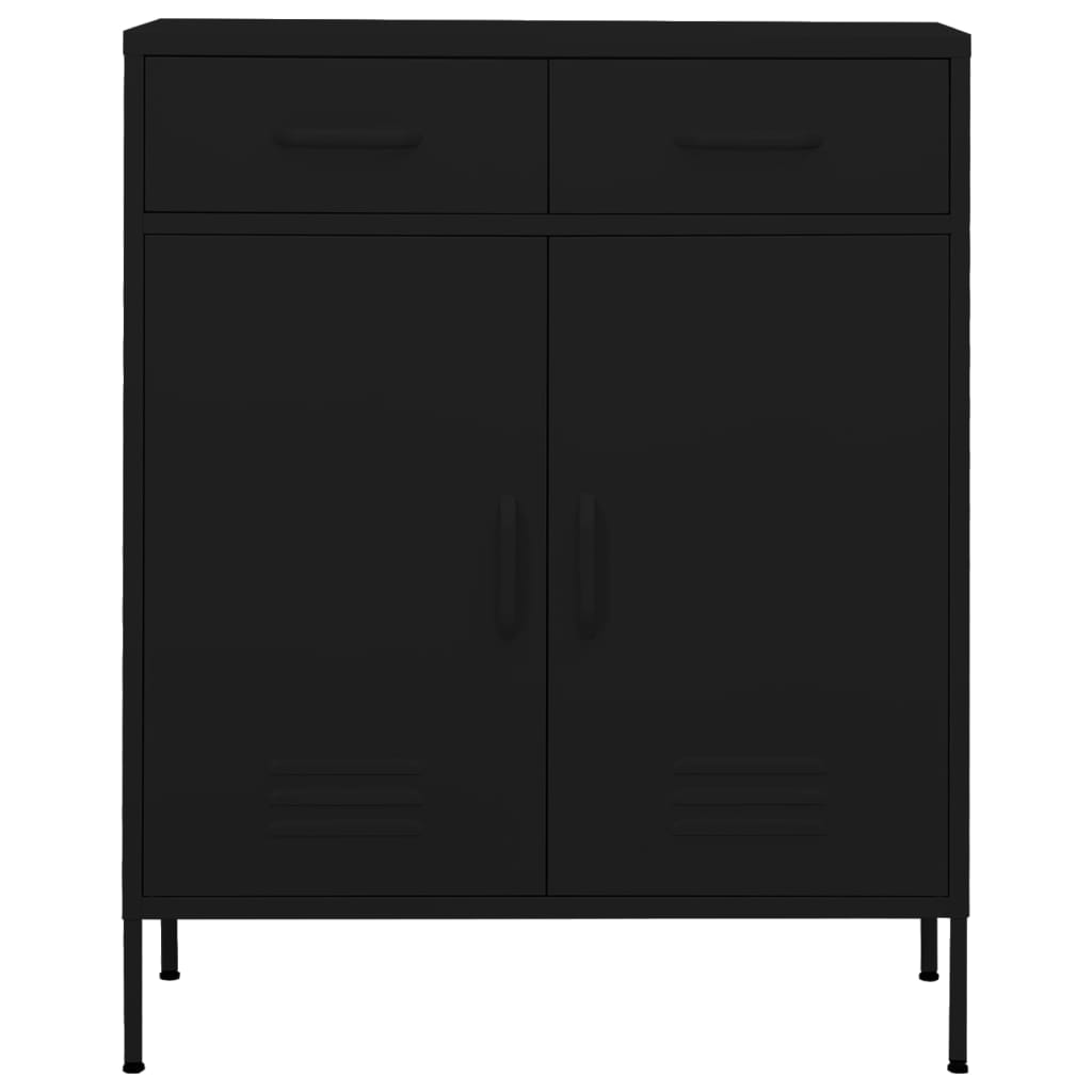 vidaXL Storage Cabinet | Black | Steel | Medium | Height-Adjustable Shelves