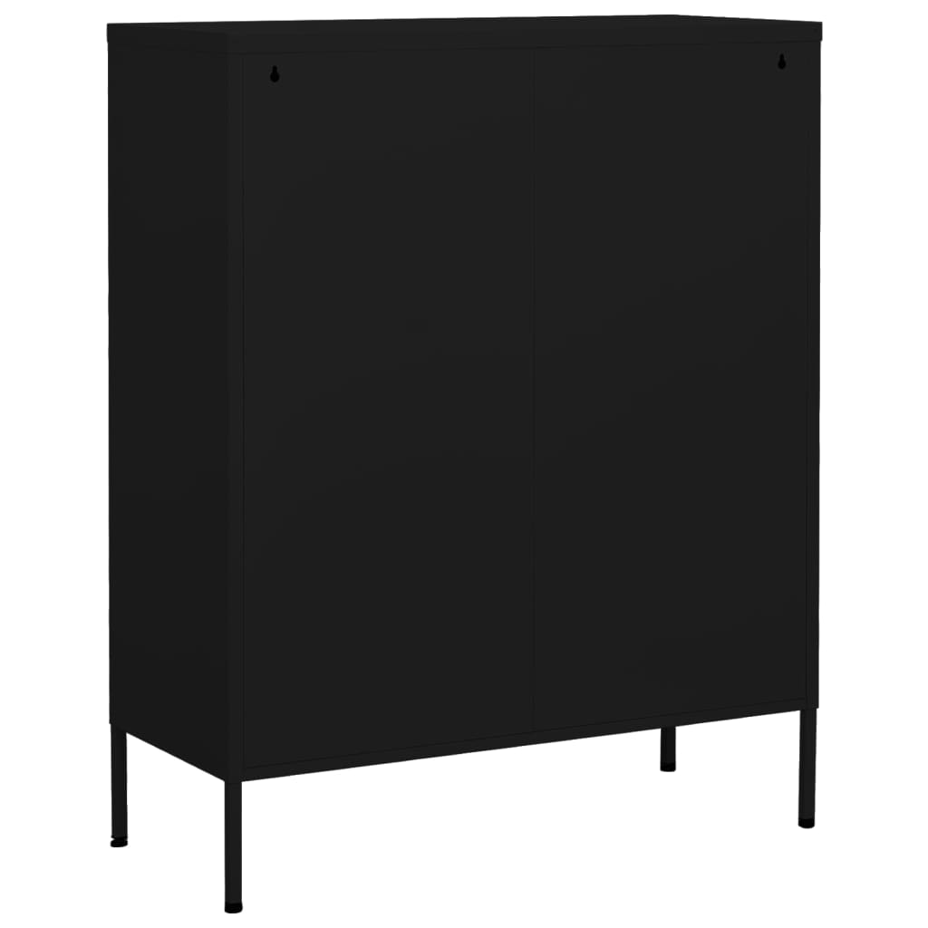 vidaXL Storage Cabinet | Black | Steel | Medium | Height-Adjustable Shelves