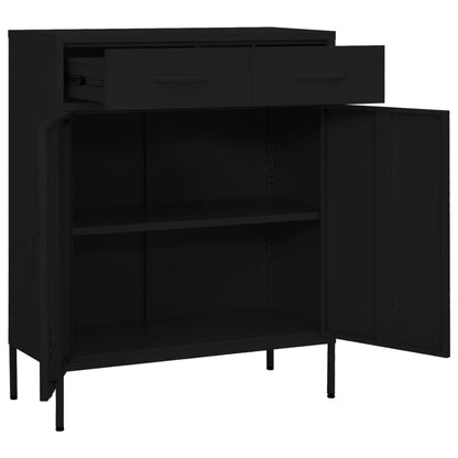 vidaXL Storage Cabinet | Black | Steel | Medium | Height-Adjustable Shelves