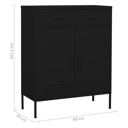 vidaXL Storage Cabinet | Black | Steel | Medium | Height-Adjustable Shelves