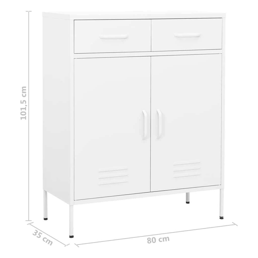 vidaXL Storage Cabinet White 80x35x101.5 cm Steel