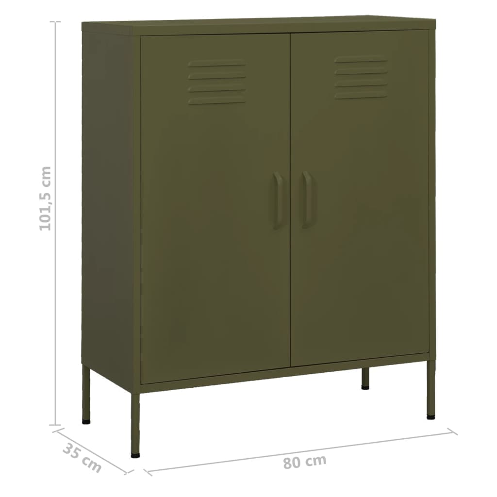 vidaXL Storage Cabinet | Olive Green | Steel | Medium