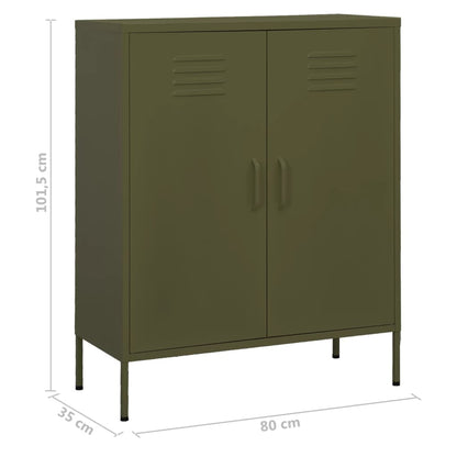 vidaXL Storage Cabinet | Olive Green | Steel | Medium