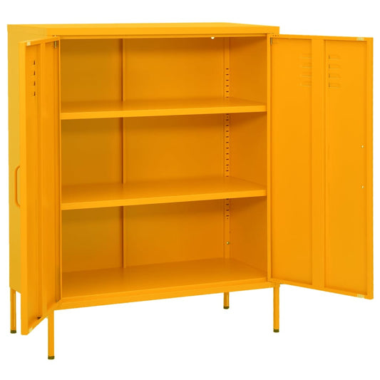 vidaXL Storage Cabinet | Mustard yellow | Steel | Medium | Levelers