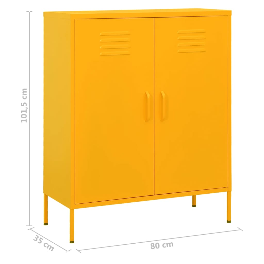 vidaXL Storage Cabinet | Mustard yellow | Steel | Medium | Levelers