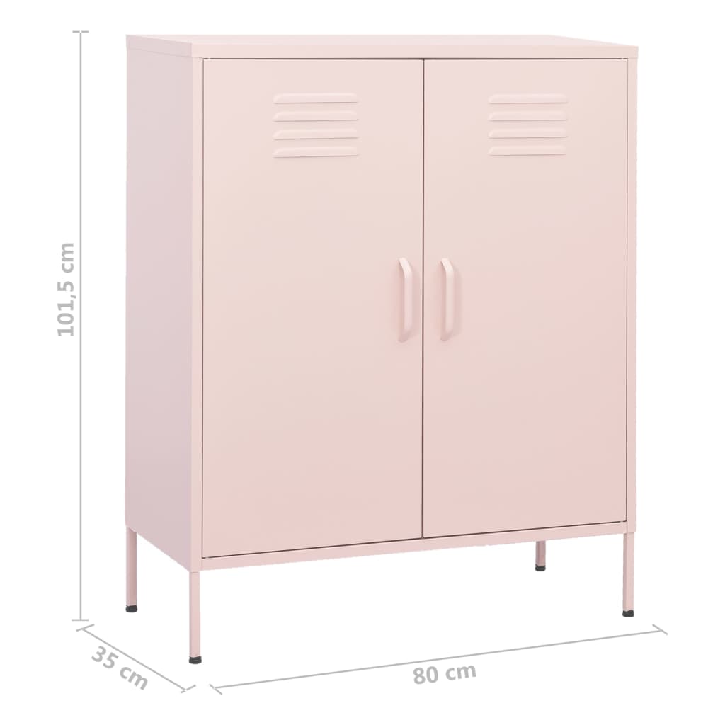 vidaXL Storage Cabinet | Pink | Steel | 80 x 35 x 101.5 cm | Storage Cabinet