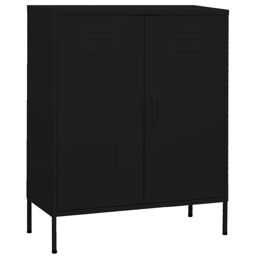 vidaXL Storage Cabinet | Black | Steel | Medium | Height-Adjustable Shelves